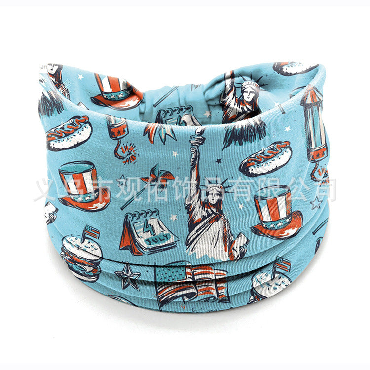 Wholesale Independence Day Women's Knotted Wide Headband Fashion Sports Sweat-Absorbent Elastic Hair Accessories